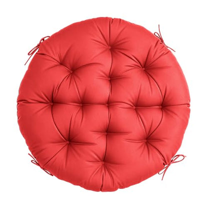 47" Round Tufted Floor Cushion, Thick Meditation Papasan with Ties - color: Red