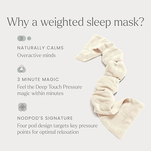 nodpod Patented Gentle Pressure Sleep Mask, Weighted Eye Mask | Patented Light Blocking Design for Sleeping, Travel & Relaxation, Bead Filled, Machine Washable, BPA-Free, Bone - color: Bone Cotton