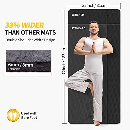 CAMBIVO Extra Wide Yoga Mat for Women and Men (72"/84"x 32"x 1/4") TPE Workout Mat, Non-slip Large Exercise Fitness Mat for Yoga, Pilates, Workout - color: Dark Black, size: 72" x 32" x 6mm