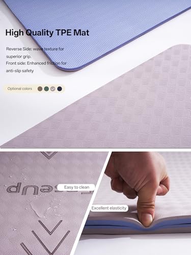 EaseUp Large Yoga Mat 73x35.5x0.4",10mm Thick Non-Slip for Home Workout - color: Dusty Purple