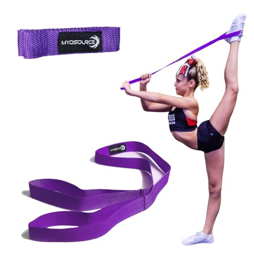 Myosource Kinetic Bands Cheerleading Flexibility Stunt Strap - Improve Stretching and Stunts for Cheer Dance Gymnastics & Physical Therapy – Stocking Stuffers Present for Kids Girls Adults - 12 Colors - color: Purple