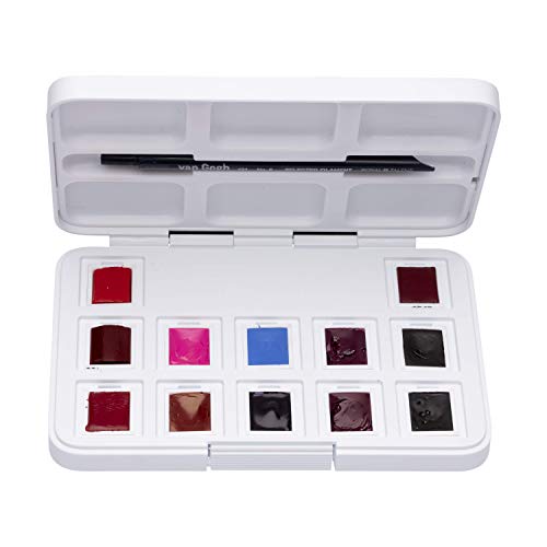 Van Gogh Watercolor Paint Set, Plastic Pocketbox, 12-Half Pan Pinks & Violets Selection - color: 12 Pinks & Violets (Plastic Pocketbox), style: Half Pan