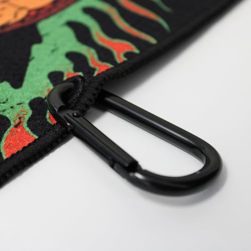RokFit Gym & Golf Towel – Multi-Use, Quick-Dry, Durable Utility Towel with Bold Graphic and Carabiner Clip (Face The Fury) - color: Face the Fury