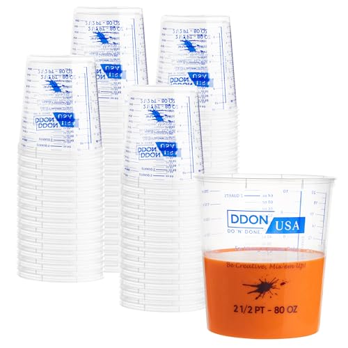 80 Oz Paint Mixing Cups - Pack of 100 Disposable Measuring Cups - Epoxy Mixing Cups Use for Painting, Resin Mixing Cups, Paint Cups for Painting, Epoxy, Art, Graduated Liquid Mixing Ratios on Side - style: 100