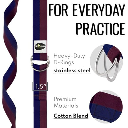 TECEUM 2 IN 1 Yoga & Mat Strap for Stretching – Cotton – 6/8/10 ft - color: Juicy Fig, size: 6 ft