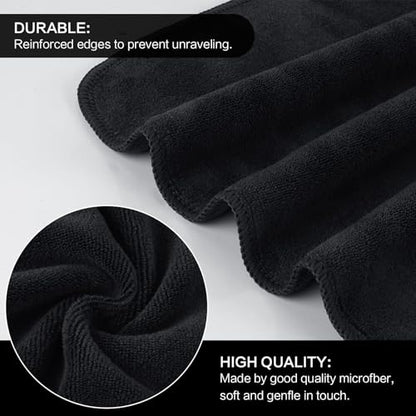 Microfiber Facial Cloths Fast Drying Washcloth 12inch x 12inch Black 20 pack - color: Black-1, size: 1 Count (Pack of 20)