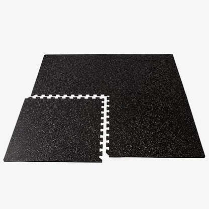 Velotas 3/8-Inch Thick Interlocking Foam Tiles with Rubber Top - Personal Fitness Mat, EVA Foam Puzzle Floor Tiles, for Home Gym Workouts - color: Light Gray Fleck, style: 72 Square Feet (18 Tiles)