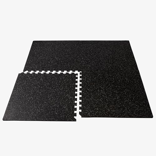 Velotas 3/8-Inch Thick Interlocking Foam Tiles with Rubber Top - Personal Fitness Mat, EVA Foam Puzzle Floor Tiles, for Home Gym Workouts - color: Light Gray Fleck, style: 16 Square Feet (4 Tiles)