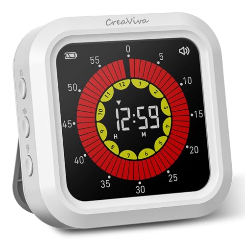 Visual Digital Timer, Large Color Display & Rechargeable, Magnetic Back & Silent Mode, 12 Hours Countdown/Up Stopwatch Timer for ADHD, Kids, Classroom, Kitchen, Work Productivity (White) - color: Floral White