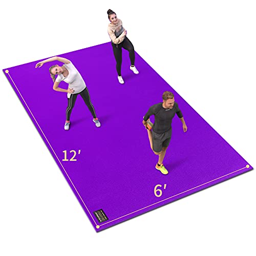 GXMMAT Extra Large Exercise Mat 16'x6'/12'x6'/10'x6'/8'x6'(7mm) - color: Purple Grey, size: 6*12 FT