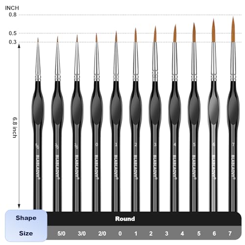 11 Pcs Detail Paint Brushes with Triangular Handles, Paint by Numbers | Paint Brushe for Acrylic Painting, Art, Model, Face, Citadel, Figurine, Watercolor, Oil, Paint by Numbers Kit for Adults