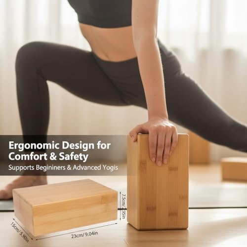 SUPVOX Natural Bamboo Block - Lightweight Yoga Brick for Stability, Stretching & Alignment - Smooth, Non-Slip Surface, Easy to Clean