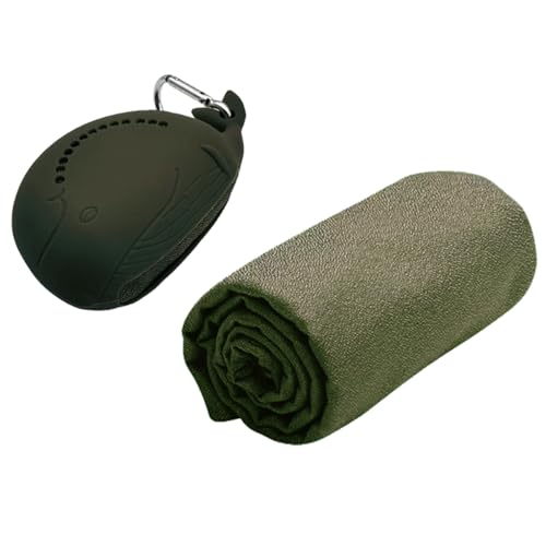 FANCAME Quick Dry Towel with Whale Silicone Sleeve Microfiber Sports Travel Towel Soft Breathable Cooling Towel Absorbent Compact Beach Towels,Suitable for Gym,Camping and Yoga (Brown, 11‘’x 31‘’) - color: Brown, size: 11‘’x 31‘’