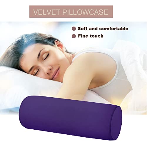 16x6 Inch Round Neck Pillow for Sleeping, Neck Pain Relief, Side Back Stomach Sleeper, Car or Office Chair Sofa,Support Pillow for Posture & Comfortable Spine Position(Purple) - color: Purple, size: 16X6