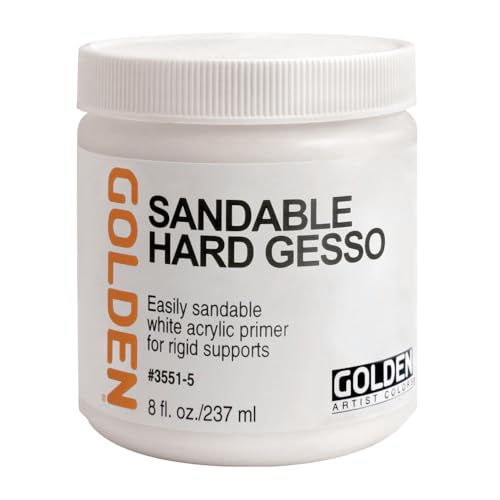 GOLDEN Sandable Hard Gesso, 8 fl. oz. Jar | Artist grade sandable ground; white toothy surface for rigid supports. Opaque