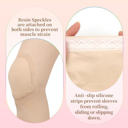 Ultra-thin Dance Knee Sleeves with Gel Pads for Dance, Ballet, Yoga, Cheerleading, Leg Sleeves for Girls，Gift Idea - size: Medium