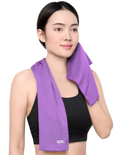 Instant Cooling Towel Neck & Face - Sweat Rag Neck Wraps Gym Workout | 40x12 Inch, Evaporative Cooling, Wet Wring Snap Activation, Lightweight, UPF 40+, Outdoor Adventures - color: Purple, size: Single Pack