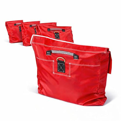 Extra Durable Strong Vinyl Sand Bag | Red PVC | 21" x 21" | Used to Support and Anchor Inflatables, Bounce Houses, Water Slides, Tents, and More | Holds Up to 50 Pounds | 4 Pack