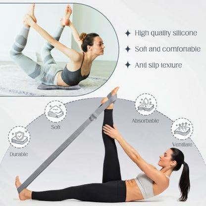 Yoga Blocks 2 Pack for Wrist Relief,Yoga Block with Knee Pads Strap - color: Gray