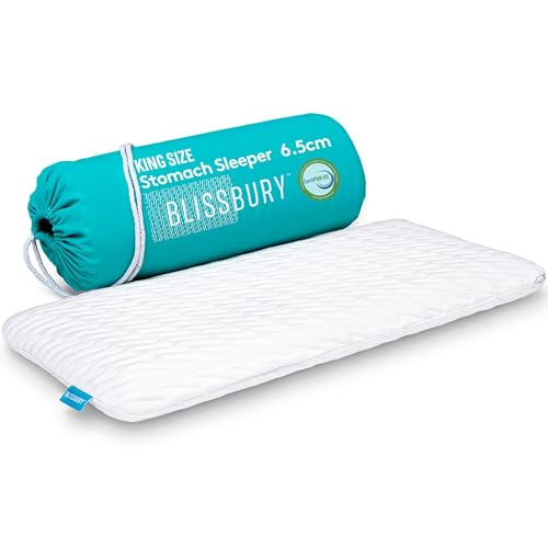BLISSBURY King Stomach Sleeper Pillow, Flat Memory Foam, 2.6 Inch - color: White, size: 2.6"H (King)
