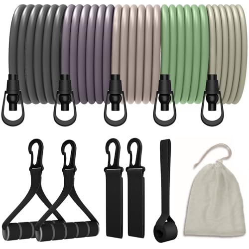 VElCK Resistance Bands Set with Handles for Exercise, Workout and Home Gym - color: Green Purple, size: 10-100LBS