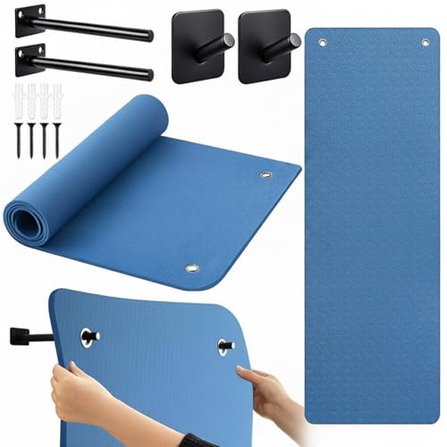 Briwooody Yoga Mat Wall Mount with Holes - color: Navy Blue, size: 72"x24"x1/4''