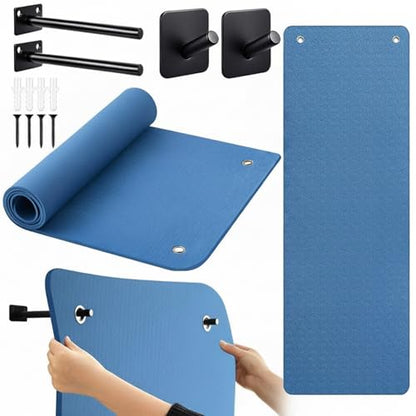 Briwooody Yoga Mat Wall Mount with Holes - color: Navy Blue, size: 72"x24"x1/4''
