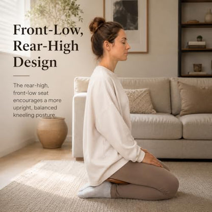 Seiza stool，Kneeling stool for meditation，Single Pedestal Meditation Stool for Ankle Space, Solid Ash Wood Ergonomic Seiza Chair for Yoga & Zen, Posture Support Seat, No Assembly Meditation Bench