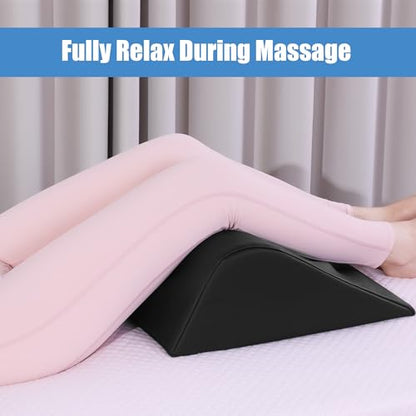 HOMBYS Wedge Bolster Pillow for Legs,Knee Wedge Pillow for Massage Table,Triangle Massage Bolsters for Under Legs,PU Leather Waterproof Foam Tatoo Pillow (Wine Red) (Black, 16"x16"x6") - size: 16"x16"x6"