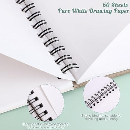 50 Sheets Marker Paper Pad, 7.6×7.6 Inch Bleedproof Art Sketch Pad, 73lb/120gsm Drawing Paper Spiral Sketch Book, Alcohol Marker Paper Painting Coloring Paper for Beginners, Artists, Ideal Gift | Acid-Free Bleed-Resistant Paper, 73lb Marker Sketchbook, Dr
