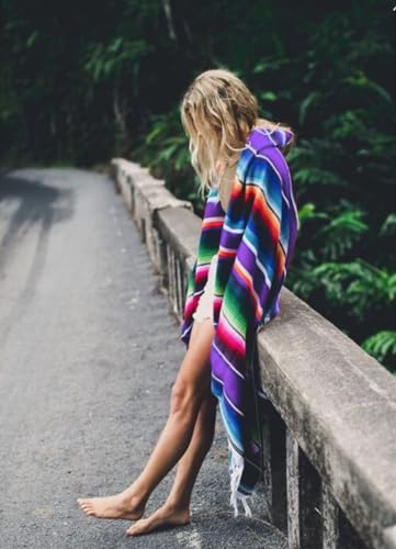 Del Mex Mexican Serape Blanket (X-Small, Purple) - color: Purple, size: X-Small