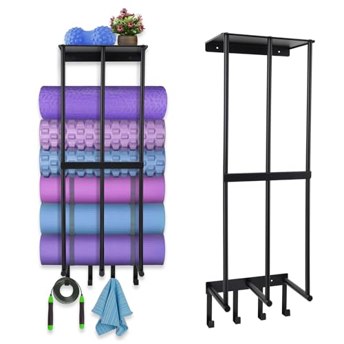 Yoga Mat Holder Wall Mount, Home Gym Storage Rack