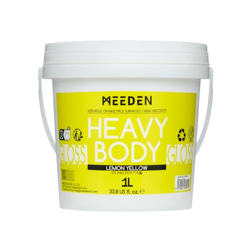 MEEDEN Lemon Yellow Acrylic Paint: 1L /33.8oz Heavy Body Gloss Finish | Thick Art Paints Non-Toxic for Canvas Crafts Wood Metal Pumpkin Wall - color: Lemon Cad Yellow Hue - 1L