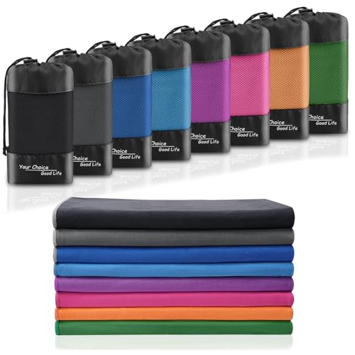 Your Choice Quick Dry Towel - Super Absorbent Microfiber for Gym, Travel, Camping | Ultra Compact & Lightweight - color: Gray, size: XXL (40 x 72" & 12 x 24" )
