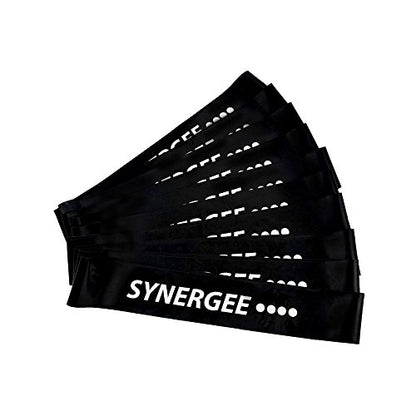 Synergee Mini Loop Bands – Resistance Bands for Home or Gym - color: e) Black 10 Pack