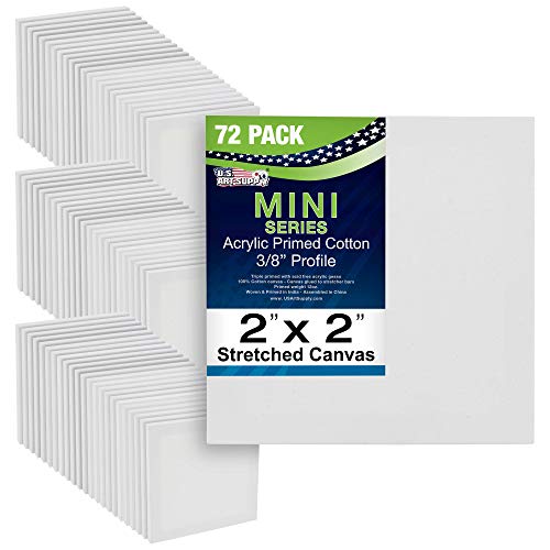 U.S. Art Supply 2"x2" Mini Square Canvases for Painting, Bulk Pack of 72 | Mini Primed Artist Stretched Canvas, Ideal for Arts & Crafts, Weddings, Birthdays - size: 6-Dozen, 72-each