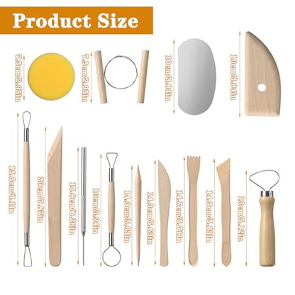 Clay Modeling Tools Kit 78-Piece, Stainless Steel & Pine Wood Clay Sculpting Tools for Carving, Trimming, Shaping, Smoothing - Pottery Tool Set for Beginners & Pros