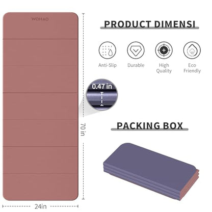 7-Fold Yoga Mat 70"x24" - 1/2 Inch Thick - color: Pink + Navy
