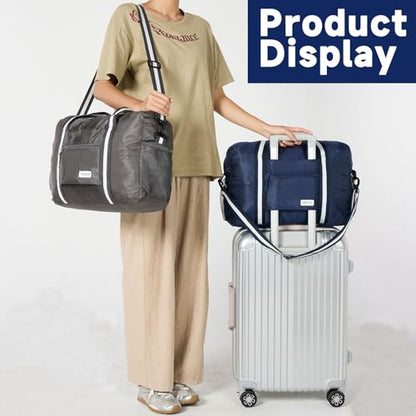 Arxus Carry On Travel Bag, Lightweight Foldable Packable Tote Bag 25L - color: Gray