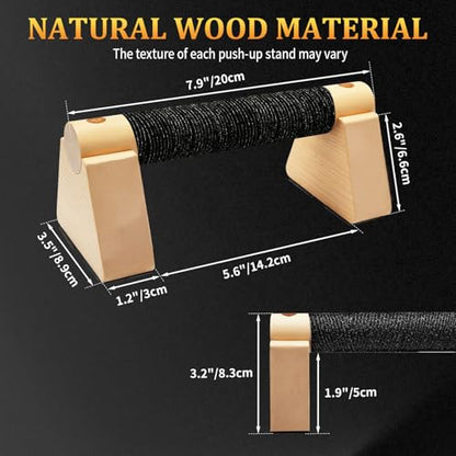 Wooden Parallettes Bars - 2 PCS Wood Push Up Bars Non-Slip Base | Calisthenics Equipment with Non-Slip Base - Handstand Bars and Pushup Handles for Men and Women - color: Wood-20cm