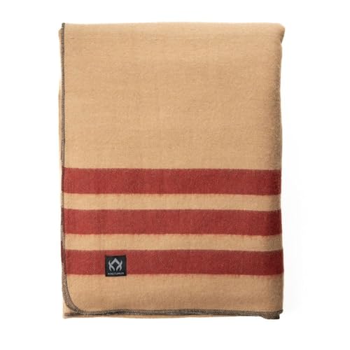Arcturus Rainier Wool Blanket, Warm, Thick, Washable Wool Blanket for Home, Outdoors, Camping, Tailgates, Picnic, Hunting, Travel & Emergency Kits, Twin Size, 4.5 lb, Dry Falls - color: Dry Falls, size: Twin