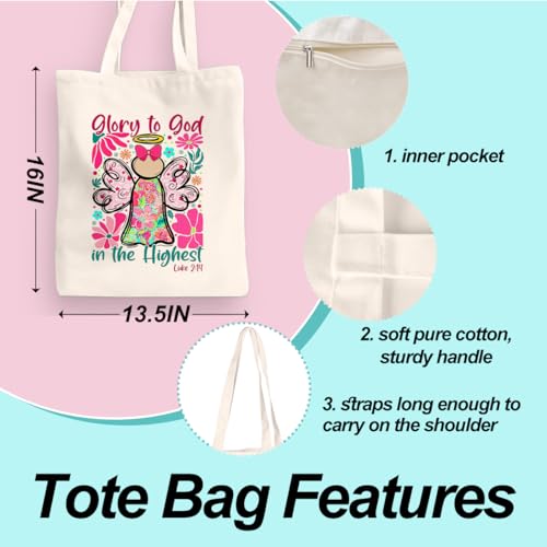 Inspirational Christian Gifts Canvas Tote Bag for Women, Christmas Friendship Birthday Religious Grocery Bags - color: Godhighest