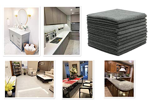 Microfiber Cleaning Cloth, Washcloths, 12x12 inch, 10 Pack, Gray | Fast Drying Dish Cloths for Washing Dishes, Ultra Absorbent Dish Rags, Lint Free Cleaning Rags For House&Kitchen - color: Gray