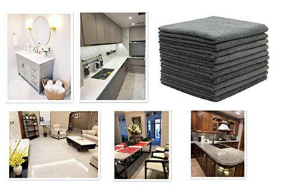 Microfiber Cleaning Cloth, Washcloths, 12x12 inch, 10 Pack, Gray | Fast Drying Dish Cloths for Washing Dishes, Ultra Absorbent Dish Rags, Lint Free Cleaning Rags For House&Kitchen - color: Gray