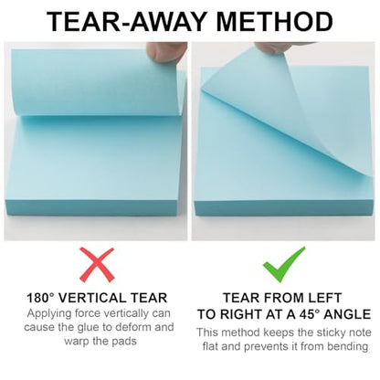 Sticky Notes 3x3, 8 Pack Sticky Pads 100 Sheet/Pad, Bulk Sticky Note Pads, Multicolor Self-Sticky Notes Pad - Teacher Classroom Must Haves, Back to School and Office Supplies Blank Desk Note Pads.