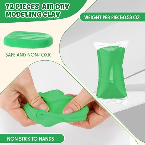VioraWhite 72 Pcs 38oz Air Dry Clay Bulk Modeling Clay,Emerald Green | Ultra Lightweight Foam Modeling Clay for Kids Adults, DIY Gifts Party Arts Crafts, School Project Supplies - color: Emerald Green