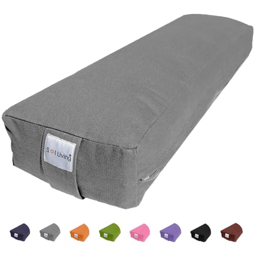 Pranayama Yoga Bolster Meditation Pillow - color: Grey, size: Rectangular 26" x 8" x 5"