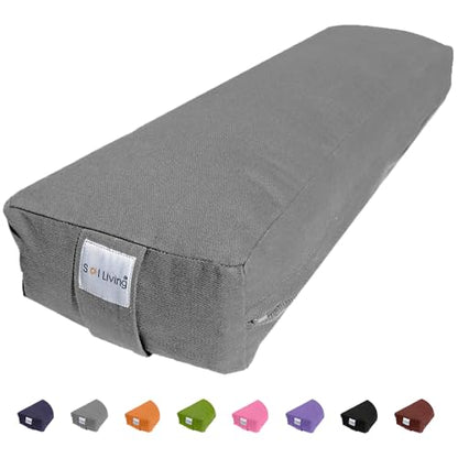 Pranayama Yoga Bolster Meditation Pillow - color: Grey, size: Rectangular 26" x 8" x 5"