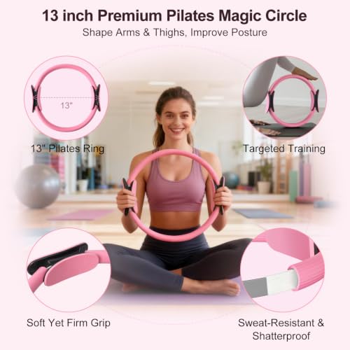 Pilates Kit with Yoga Block, Home Workout Set for Women - color: PINK PRO