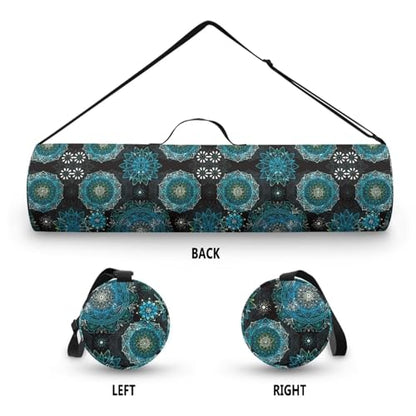 Yoga Mat Bag Portable Yoga Mat Holder with Adjustable Strap Lighweight Gym Tote Bag with Handle - color: Boho Mandala Blue